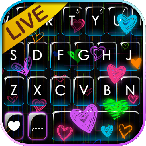 ชุดรูปแบบคีย์บอร์ด Doodle Neon Hearts icon