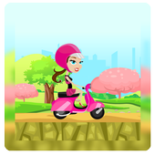 crazy girl driving motor icon