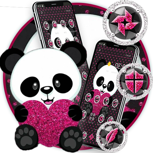 Cute Cartoon Pink Heart Panda Theme icon