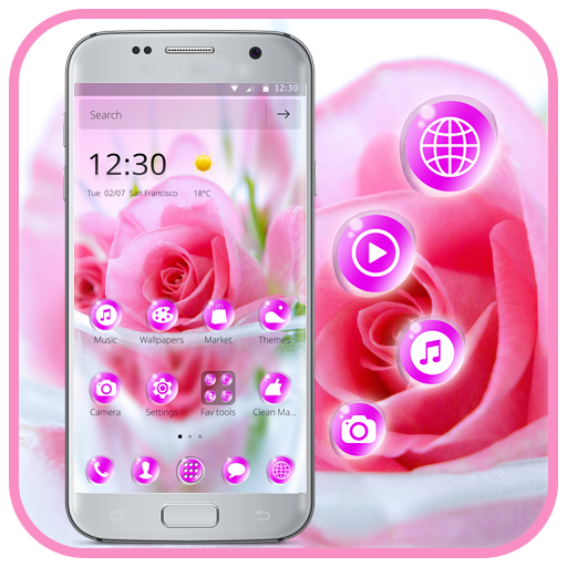 Pink Beautiful Rose Love Theme icon