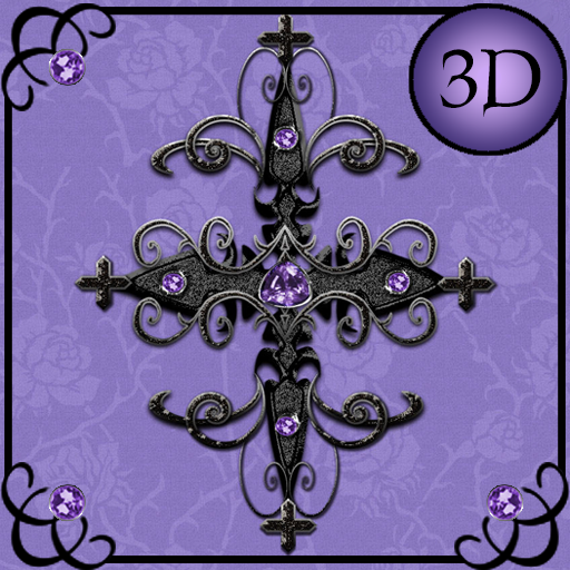 Purple Gothic Cross 3D Next Launcher theme icon