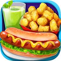 School Lunch Food - Hot Dog, Tator Tots & Juice
