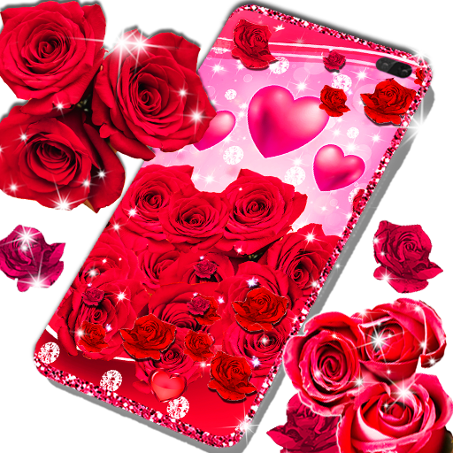 Red rose live wallpaper أيقونة