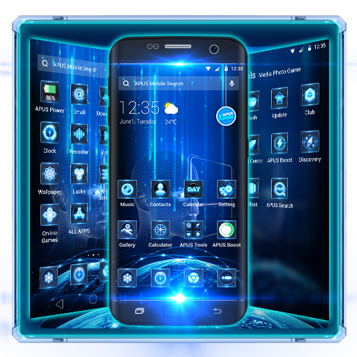 Blue neon future tech theme icon