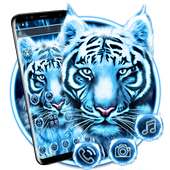 Blue White Flaming Cool Tiger Theme on 9Apps