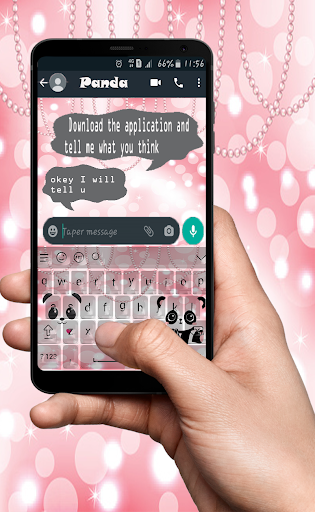 New Cute Keyboard Lovely Panda Pink HD screenshot 2