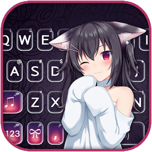 Kawaii Cat Girl Keyboard Background icon
