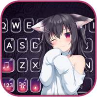 คีย์บอร์ดพื้นหลัง Kawaii Cat Girl