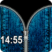 zipper lock screen with clock icon