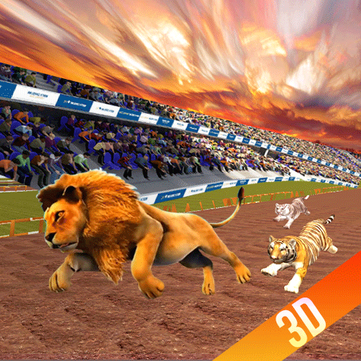 Wild lion, dog, Tiger animal racing simulator 3d icon