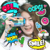 Cute kawaii stickers icon