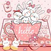 Cute Pink Anime Bunny Keyboard on 9Apps