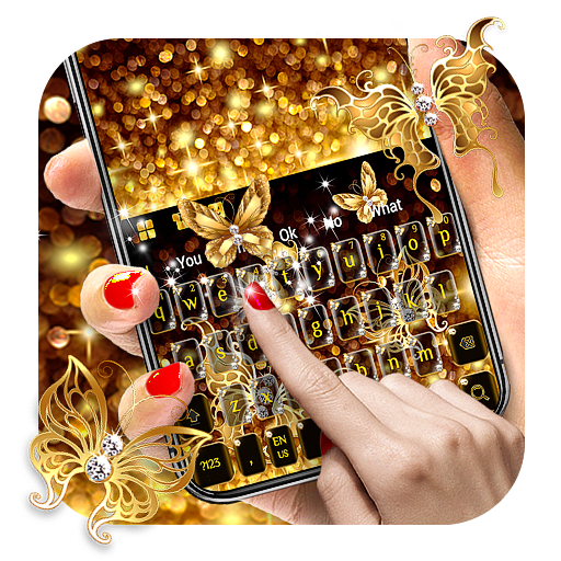 ikon Sparkly Golden Butterfly Keyboard