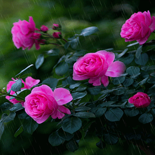 Rainy Pink Flowers LWP أيقونة