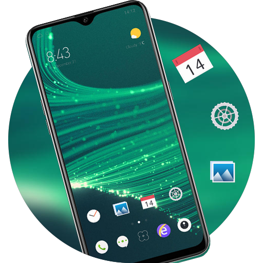 Abstract bright light green line theme icon