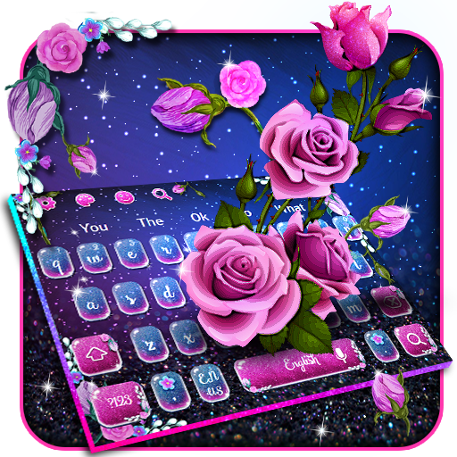 Glitter Violet Rose Flower Keyboard icon