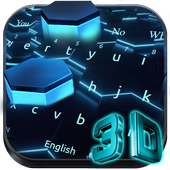 3D Live Blue Hexagon Keyboard icon