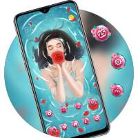 Illustration theme girl in the water flaming rose