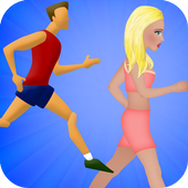 man and woman running game icon