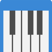 Blue and white game of piano icon