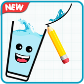 Fill The Happy Water Glass Line Drawing Game icon