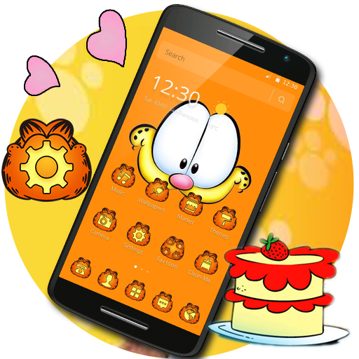 Orange Cartoon Cute Lazy Cat Theme icon