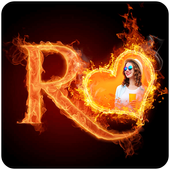 Fire Text Photo Frame أيقونة