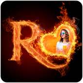 Fire Text Photo Frame on 9Apps