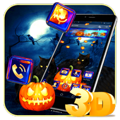 3D Dark Halloween Night Cat Theme icon
