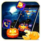 3D Dark Halloween Night Cat Theme