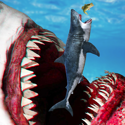 Megalodon shark fish eater icon