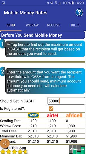 Mobile Money Rates Calculator screenshot 5