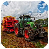 Farm combine harvester puzzle icon