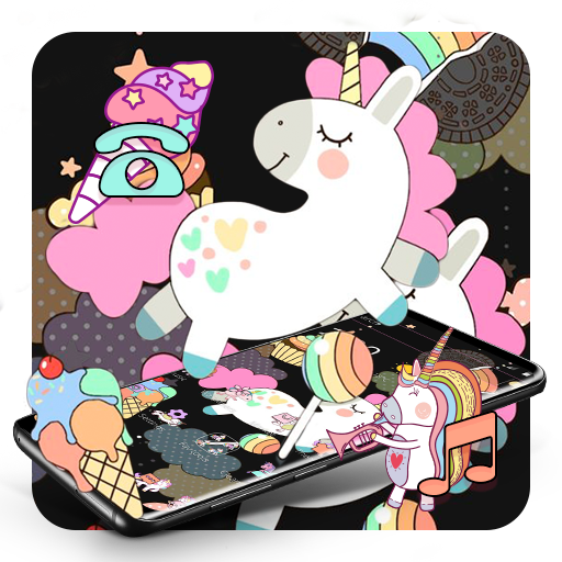 Black Cartoon Cute Unicorn Theme icon