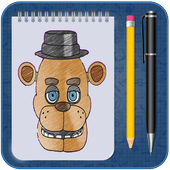 drawing step by step to Draw FnaF icon