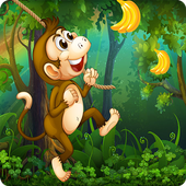 Monkey Bananas in jungle icon