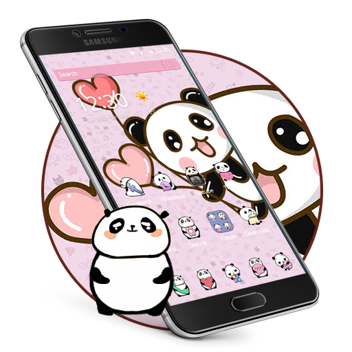 Pink cartoon Cute Panda Wallpaper أيقونة