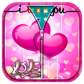 Pink Love Zipper Lock Screen icon