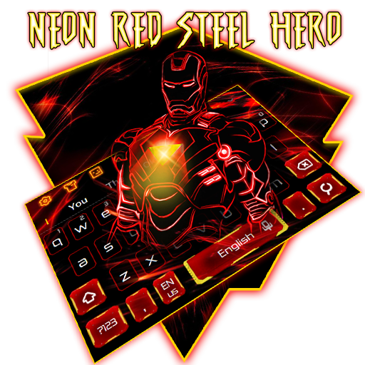 Neon Red Iron Hero Keyboard Theme icon