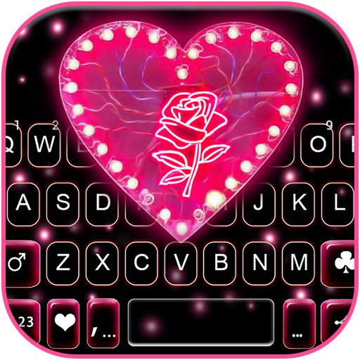 Pink Heart Black Keyboard Background icon