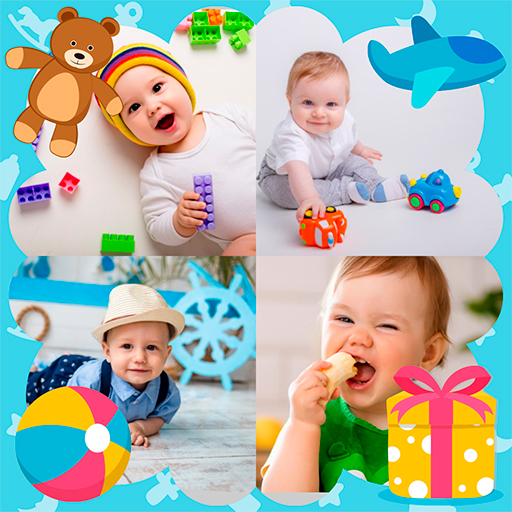Collage baby photo frame icon