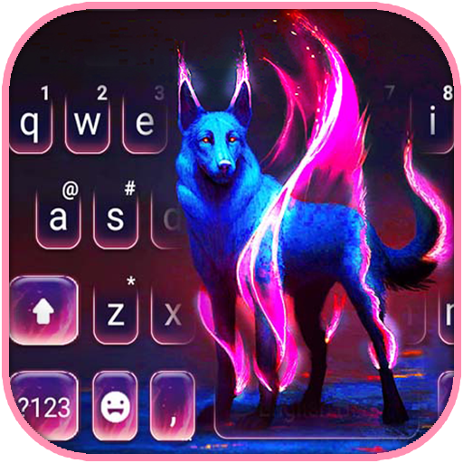 Flaming Neon Wolf Keyboard The icon