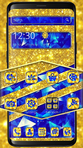 Cobalt & Gold Glitter Launcher Theme screenshot 1