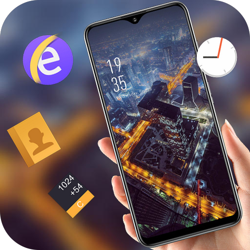 Landscape city night construction buildings theme icon