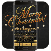 Golden Merry Christmas music keyboard icon