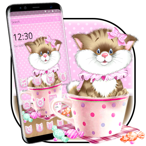 Cute Pink Kitty Cat Cup Theme icon