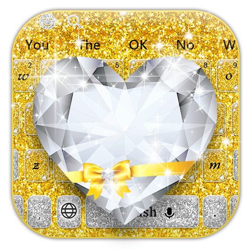 Shiny Gold Heart Diamond Keyboard иконка