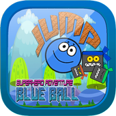 Blue ball jump superhero adventure icon
