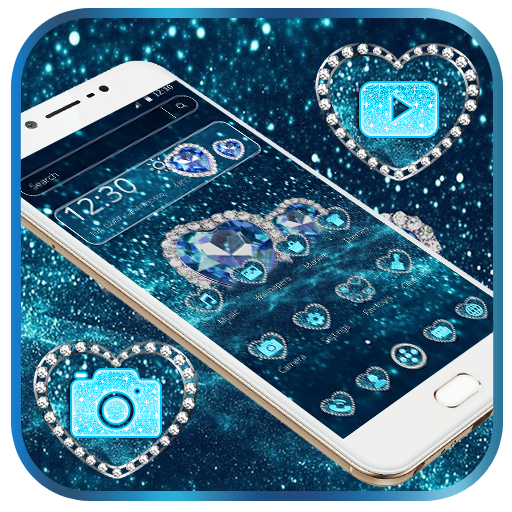 Blue diamond love heart theme icon