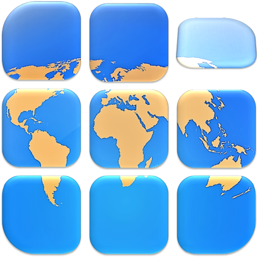 Sliding geographic puzzle icon